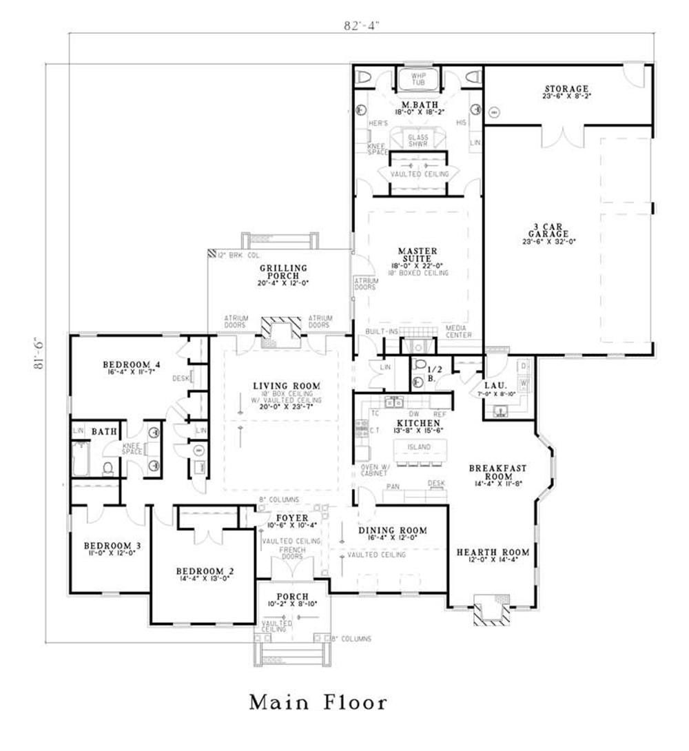 Floor Plan First Story of Country Plan #153-1627